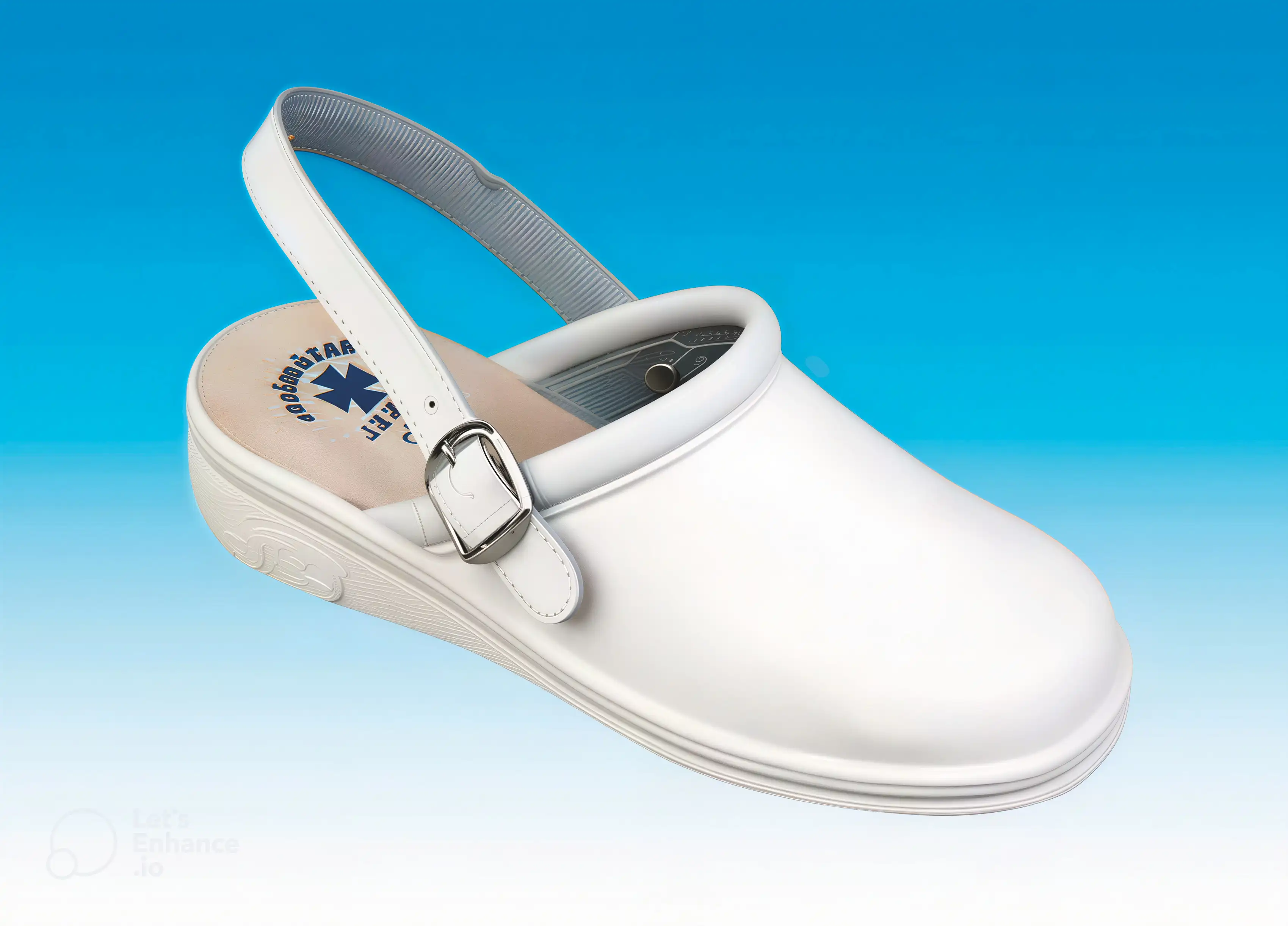 Mº 1630 Zueco liso con correa Blanco